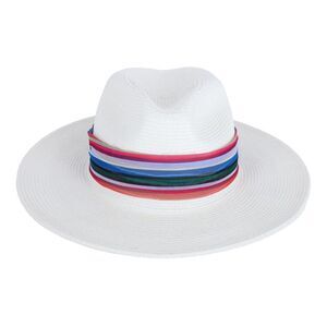 Karen Keith Women's Toyo Braid Straw Sun Hat with Chiffon Hatband